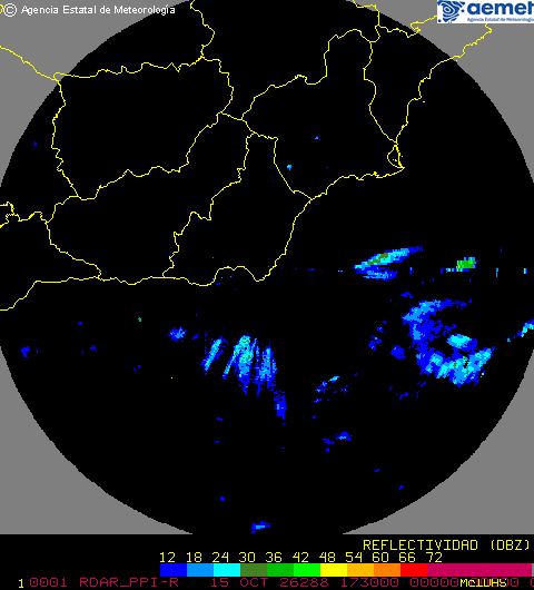 Imagen del radar meteorológico de AEMET de Almería