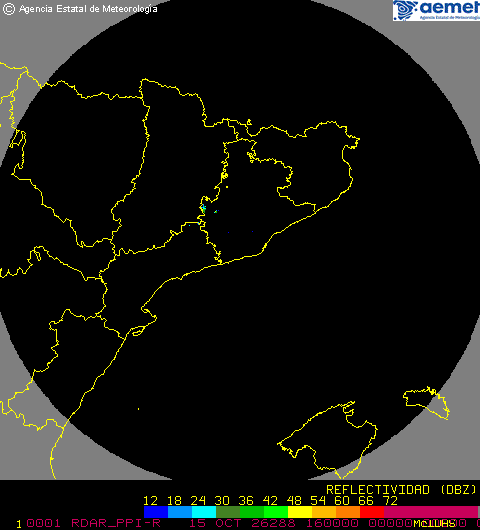 Imagen del radar meteorológico de AEMET de Barcelona