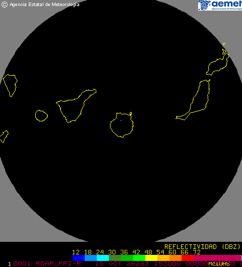 Imagen del radar meteorológico de AEMET de Las Palmas
