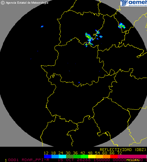 Imagen del radar meteorológico de AEMET de Cáceres