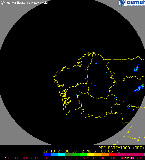 Imagen del radar meteorológico de AEMET de A Coruña