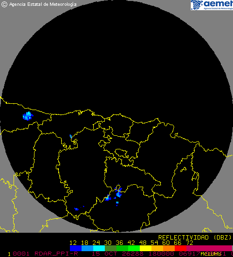 Imagen del radar meteorológico de AEMET de Vizcaya
