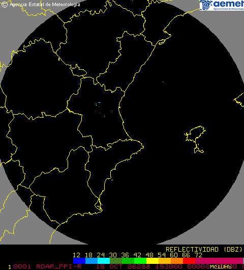 Imagen del radar meteorológico de AEMET de Valencia