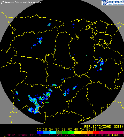 Imagen del radar meteorológico de AEMET de Palencia