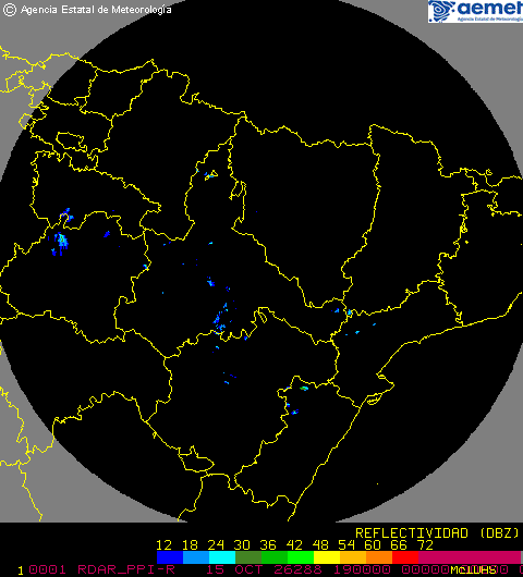 Imagen del radar meteorológico de AEMET de Zaragoza